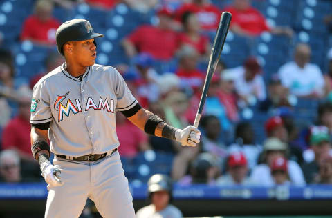 PHILADELPHIA, PA – SEPTEMBER 16: Starlin Castro #13 of the Miami Marlins in action against the Philadelphia Phillies during a game at Citizens Bank Park on September 16, 2018 in Philadelphia, Pennsylvania. (Photo by Rich Schultz/Getty Images)