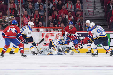 MONTREAL, QC – OCTOBER 12: Nick Suzuki Cale Fleury Montreal Canadiens (Photo by Francois Lacasse/NHLI via Getty Images)