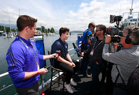 VANCOUVER, BRITISH COLUMBIA – JUNE 20: Alex Turcotte of the United States attends the 2019 NHL Draft Top Prospects media availability at the Marina on June 20, 2019 in Vancouver, Canada. (Photo by Jeff Vinnick/NHLI via Getty Images)