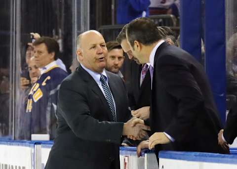 NEW YORK, NY – APRIL 22: Claude Julien of the Montreal Canadiens shakes hands with Alain Vigneault of the New York Rangers after Game Six of the Eastern Conference First Round during the 2017 NHL Stanley Cup Playoffs at Madison Square Garden on April 22, 2017 in New York City. The Rangers defeated the Canadiens 3-1 to advnace to Round Two. (Photo by Bruce Bennett/Getty Images)