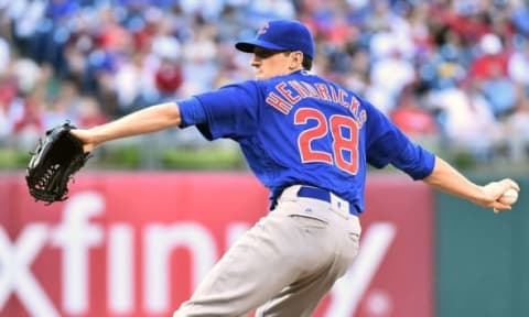 Jun 7, 2016; Philadelphia, PA, USA; Chicago Cubs starting pitcher Kyle Hendricks (28) throws a pitch during the second inning against the Philadelphia Phillies at Citizens Bank Park. Mandatory Credit: Eric Hartline-USA TODAY Sports