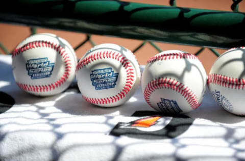 Aug 27, 2016; Williamsport, PA, USA; A general view of some game balls during the game between the Asia-Pacific Region and Latin America Region at Howard J. Lamade Stadium. Mandatory Credit: Evan Habeeb-USA TODAY Sports