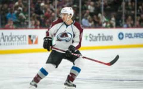 Colorado Avalanche defenseman Duncan Siemens during a preseason hockey game. Mandatory Credit: Brace Hemmelgarn-USA TODAY Sports