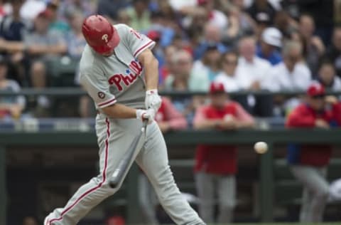 Replacing a Hitter Who Has Hit MLB Pitching with One Who Has Not Leads to a Permanent State of Rebuilding. Photo by Stephen Brashear/Getty Images. Philadelphia Phillies.