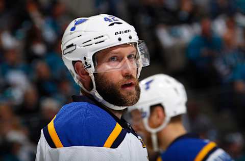 SAN JOSE, CA – MAY 25: David Backes #42 of the St. Louis Blues looks on during the game against the San Jose Sharks in Game Six of the Western Conference Finals during the 2016 NHL Stanley Cup Playoffs at SAP Center on May 25, 2016 in San Jose, California. (Photo by Rocky W. Widner/NHL/Getty Images)