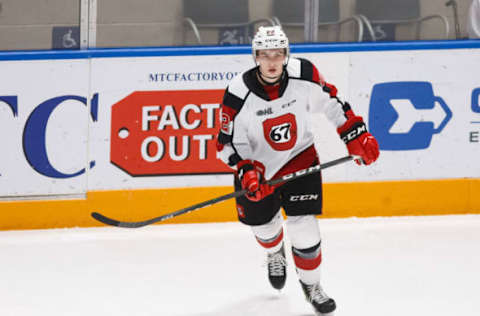 Jack Quinn #22 of the Ottawa 67’s (Photo by Chris Tanouye/Getty Images)