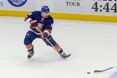 New York Islanders defenseman Mitchell Vande Sompel (58) (Photo by John Crouch/Icon Sportswire via Getty Images)