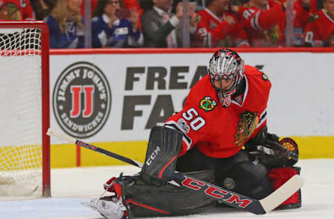 NHL Power Rankings: Chicago Blackhawks goalie Corey Crawford (50) makes a save during the second period against the Tampa Bay Lightning at the United Center. Mandatory Credit: Dennis Wierzbicki-USA TODAY Sports