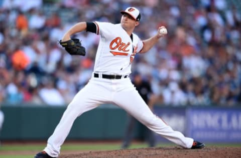 BALTIMORE, MD – JULY 09: Zach Britton #53 of the Baltimore Orioles pitches during game one of a doubleheader baseball game against the New York Yankees at Oriole Park at Camden Yards on July 9, 2018 in Baltimore, Maryland. The Orioles won 5-4. (Photo by Mitchell Layton/Getty Images)