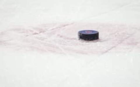 Icepack Jan 29, 2022; Calgary, Alberta, CAN; General view of the hockey puck during the third period between the Calgary Flames and the Vancouver Canucks at Scotiabank Saddledome. Mandatory Credit: Sergei Belski-USA TODAY Sports