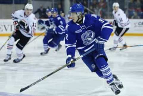 ST CATHARINES, ON – OCTOBER 29: Alexander Nylander #92 of the Mississauga Steelheads skates with the puck during an OHL game against the Niagara IceDogs at the Meridian Centre on October 29, 2015 in St Catharines, Ontario, Canada. (Photo by Vaughn Ridley/Getty Images)