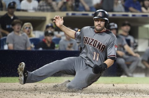 SAN DIEGO, CA – AUGUST 18: A.J. Pollock #11 of the Arizona Diamondbacks plays during a baseball game against the San Diego Padres at PETCO Park on August 18, 2018 in San Diego, California. (Photo by Denis Poroy/Getty Images)