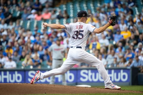 MILWAUKEE, WI- JULY 02: Brent Suter #35 of the Milwaukee Brewers pitches against the Minnesota Twins on July 2, 2018 at Miller Park in Milwaukee, Wisconsin. The Brewers defeated the Twins 6-5. (Photo by Brace Hemmelgarn/Minnesota Twins/Getty Images)