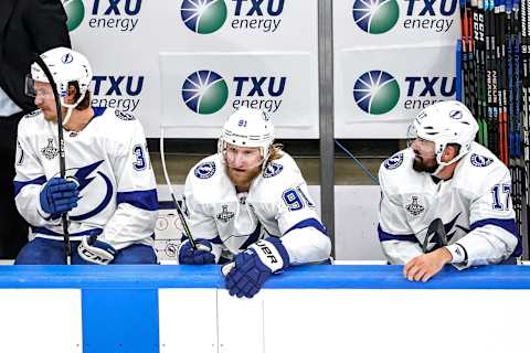 Steven Stamkos #91 of the Tampa Bay Lightning. (Photo by Bruce Bennett/Getty Images)