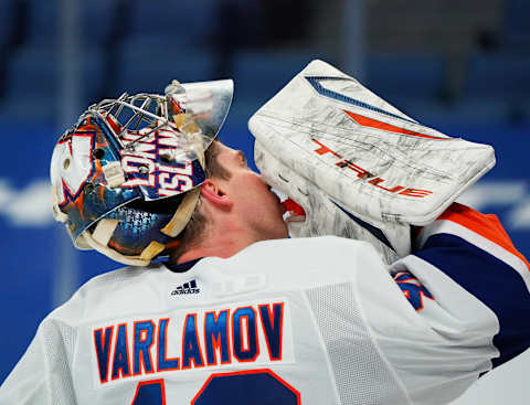 Semyon Varlamov #40 of the New York Islanders. (Photo by Kevin Hoffman/Getty Images)