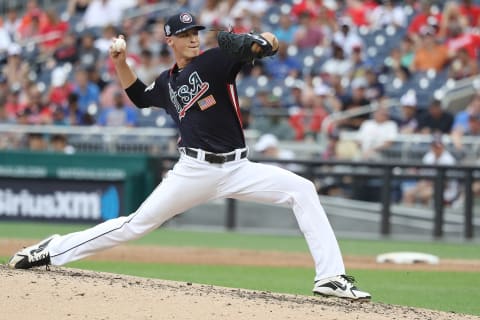 WASHINGTON, DC – JULY 15: Matt Manning #19 pitches during the SiriusXM All-Star Futures Game at Nationals Park on July 15, 2018 in Washington, DC. (Photo by Rob Carr/Getty Images)