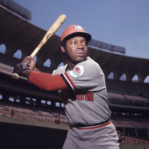 ST. LOUIS, MO – MAY, 1972: Outfielder Jimmy Wynn, of the Houston Astros, poses for a portrait prior to a game in May, 1972 against the St. Louis Cardinals in St. Louis, Missouri. (Photo by: Diamond Images/Getty Images)