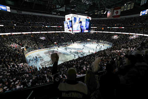 DENVER, CO – MAY 02:Fans of the Colorado Avalanche cheer prior to the game against the San Jose Sharks in Game Four of the Western Conference Second Round during the 2019 NHL Stanley Cup Playoffs at the Pepsi Center on May 2, 2019 in Denver, Colorado. The Avalanche defeated the Sharks 3-0.(Photo by Michael Martin/NHLI via Getty Images)