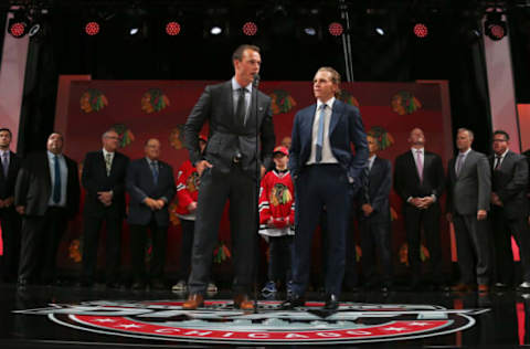 Jonathan Toews, Patrick Kane, Chicago Blackhawks (Photo by Bruce Bennett/Getty Images)