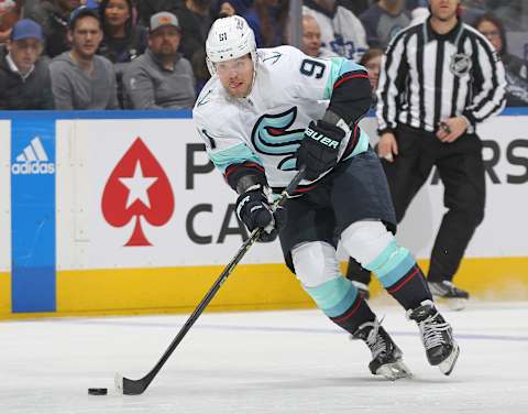 Seattle Kraken, Daniel Sprong #91. (Photo by Claus Andersen/Getty Images)