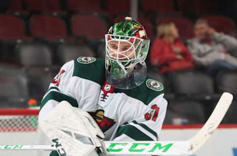 NEWARK, NEW JERSEY – NOVEMBER 26: Minnesota Wild, Kaapo Kahkonen #31 (Photo by Bruce Bennett/Getty Images)