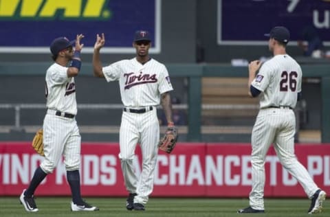 The Twins outfield, led by Byron Buxton, has the potential for greatness.  Mandatory Credit: Jesse Johnson-USA TODAY Sports