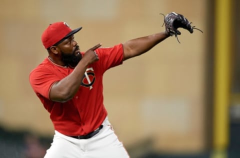 MINNEAPOLIS, MN – AUGUST 04: Fernando Rodney #56 of the Minnesota Twins celebrates defeating the against the Kansas City Royals during the game on August 4, 2018 at Target Field in Minneapolis, Minnesota. The Twins defeated the Royals 6-4. (Photo by Hannah Foslien/Getty Images)