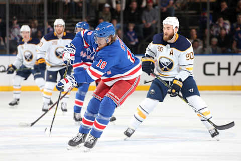 NEW YORK, NY – MARCH 24: Marc Staal #18 of the New York Rangers skates against the Buffalo Sabres at Madison Square Garden on March 24, 2018 in New York City. (Photo by Jared Silber/NHLI via Getty Images)