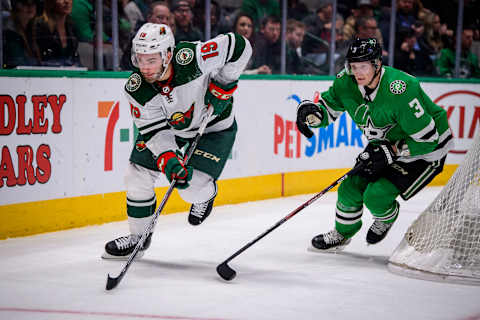 Luke Kunin (19) of the Minnesota Wild. Mandatory Credit: Jerome Miron-USA TODAY Sports