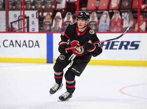 Tim Stützle #18 of the Ottawa Senators (Photo by Matt Zambonin/Freestyle Photography/Getty Images)