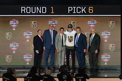 CHICAGO, IL – JUNE 23: The Las Vegas Golden Knights select center Cody Glass with the 6th pick in the first round of the 2017 NHL Draft on June 23, 2017, at the United Center in Chicago, IL. (Photo by Daniel Bartel/Icon Sportswire via Getty Images)