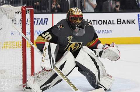 LAS VEGAS, NV- Malcolm Subban #30 of the Golden Knights against Toronto at T-Mobile Arena on December 31, 2017. The Golden Knights won 6-3. (Photo by Ethan Miller/Getty Images)