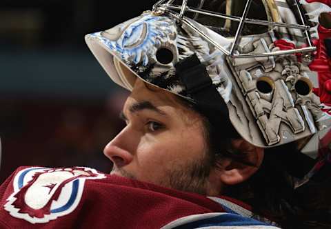 Goaltender Jose Theodore #60 of the Colorado Avalanche (Photo by Jeff Vinnick/Getty Images)