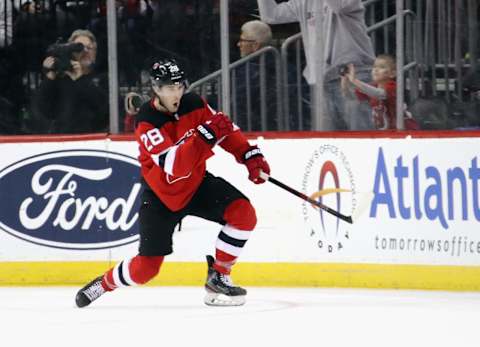 Damon Severson #28 of the New Jersey Devils (Photo by Bruce Bennett/Getty Images)