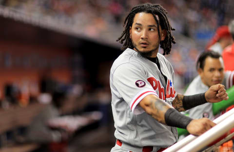 Looking over shoulder again, Galvis will be a one-year stopgap in San Diego. Photo by Mike Ehrmann/Getty Images.