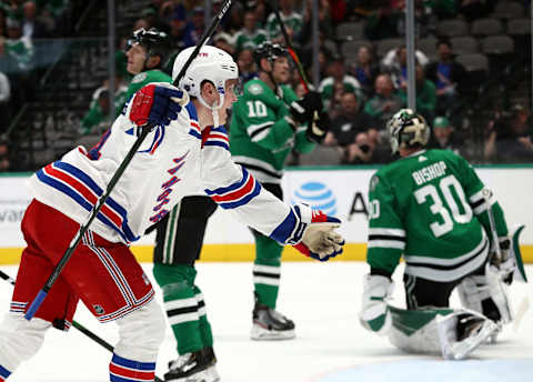 Kaapo Kakko of the New York Rangers celebrates his goal (Photo by Ronald Martinez/Getty Images)