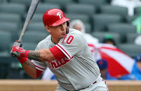 NEW YORK, NY – SEPTEMBER 09: Wilson Ramos #40 of the Philadelphia Phillies in action against the New York Mets during a game at Citi Field on September 9, 2018 in the Flushing neighborhood of the Queens borough of New York City. The Mets defeated the Phillies 6-4. (Photo by Rich Schultz/Getty Images)