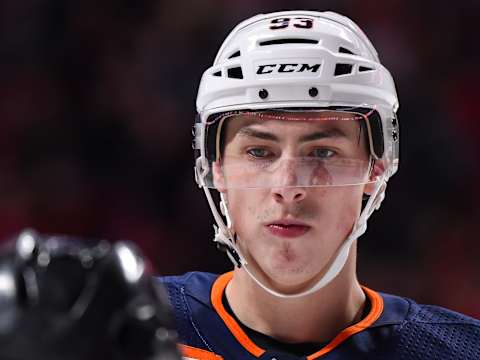 MONTREAL, QC – DECEMBER 09: Ryan Nugent-Hopkins #93 of the Edmonton Oilers looks on against the Montreal Canadiens during the NHL game at the Bell Centre on December 9, 2017 in Montreal, Quebec, Canada. The Edmonton Oilers defeated the Montreal Canadiens 6-2. (Photo by Minas Panagiotakis/Getty Images)