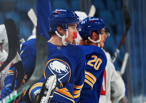 Dylan Cozens #24 of the Buffalo Sabres. (Photo by Kevin Hoffman/Getty Images)