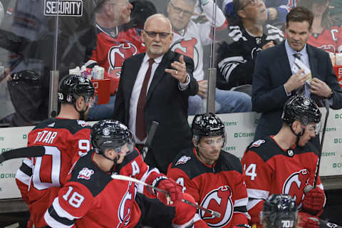 New Jersey Devils head coach Lindy Ruff. Mandatory Credit: Vincent Carchietta-USA TODAY Sports