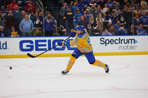 Vladimir Tarasenko #91 of the St. Louis Blues (Photo by Dilip Vishwanat/Getty Images)