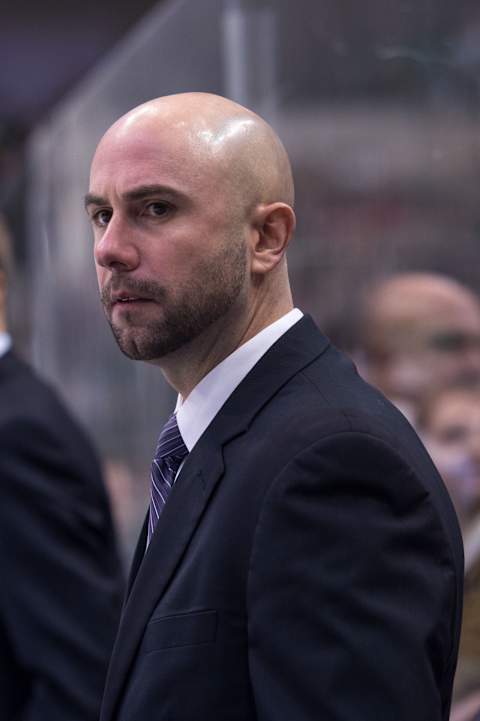 Dec 9, 2014; Dallas, TX, USA; Winnipeg Jets assistant coach Pascal Vincent during the game against the Dallas Stars at the American Airlines Center. The Jets defeated the Stars 5-2. Mandatory Credit: Jerome Miron-USA TODAY Sports