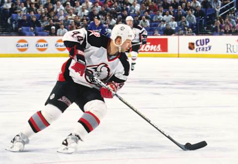 Unknown Date, 1998; Buffalo, NY, USA; FILE PHOTO; Buffalo Sabres defenseman Alexei Zhitnik (44) in action against Washington Capitals at Marine Midland Arena. Mandatory Credit: Lou Capozzola-USA TODAY NETWORK