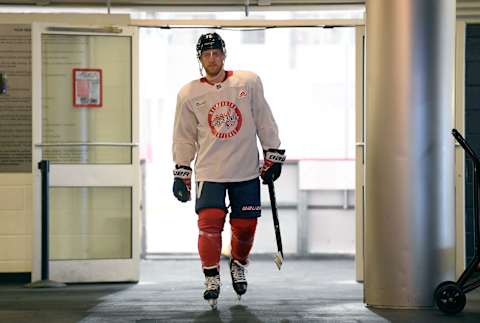 ARLINGTON, VA – MARCH 02: Travis Boyd #72 of the Washington Capitals makes his way through the hallway prior to the Washington Capitals practice session at Kettler Capitals Iceplex on March 2, 2018 in Arlington, Virginia. (Photo by Brian Babineau/NHLI via Getty Images)