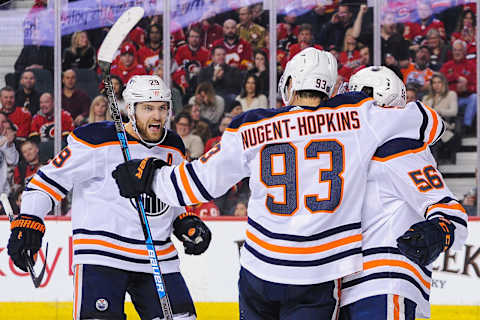 CALGARY, AB – FEBRUARY 1: Ryan Nugent-Hopkins #93 of the Edmonton Oilers.. (Photo by Derek Leung/Getty Images)