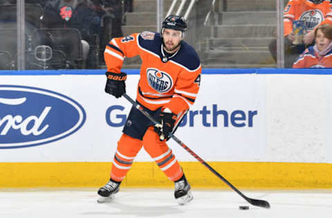 EDMONTON, AB – DECEMBER 1: Kris Russell #4 of the Edmonton Oilers skates during the game against the Vegas Golden Knights on December 1, 2018 at Rogers Place in Edmonton, Alberta, Canada. (Photo by Andy Devlin/NHLI via Getty Images)