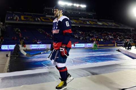 ANNAPOLIS, MD – MARCH 03: Alex Ovechkin #8 of the Washington Capitals leaves the rink after the Capitals defeated the Toronto Maple Leafs 5-2 during the 2018 Coors Light NHL Stadium Series game at United States Naval Academy on March 3, 2018 in Annapolis, Maryland. (Photo by Patrick McDermott/NHLI via Getty Images)