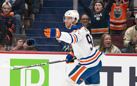 Edmonton Oilers, Connor McDavid #97. (Photo by Rich Lam/Getty Images)