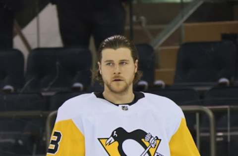 Nathan Beaulieu #18, Pittsburgh Penguins (Photo by Bruce Bennett/Getty Images)