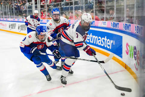 Juraj Pekarcik of Slovakia (L). (Photo by Jari Pestelacci/Eurasia Sport Images/Getty Images)